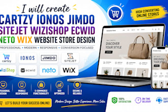 create cartzy ionos jimdo sitejet wizishop ecwid neto wix website store design