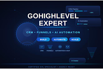 build gohighlevel funnels, workflows, ai assistant and pipelines