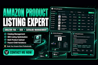 do professional amazon product upload, listing, research