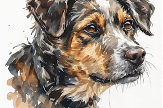 draw watercolor pet portrait
