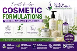 develop cosmetic formulations for skincare, hair care and beauty products