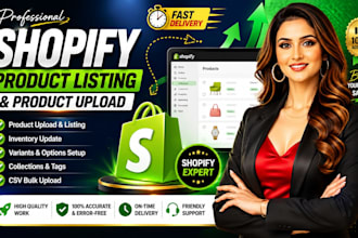 do bulk shopify store product upload, inventory update and listing optimizationa