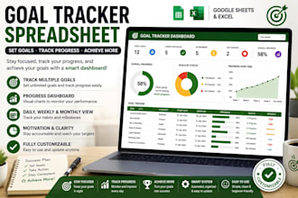 create goal tracker spreadsheet progress dashboard habit tracker google sheets
