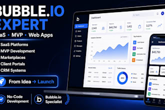 build bubble io website, web app developer for saas, mvp and no code development