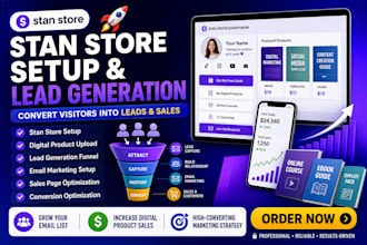 setup stan store leads generation and marketing for digital product optimisation