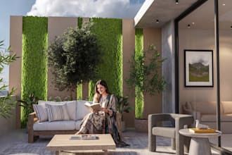 create photorealistic 3d rendering for terrace balcony and patio