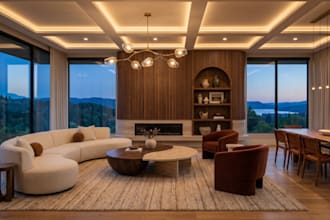 do modern interior design, realistic 3d rendering and video walkthrough on vray