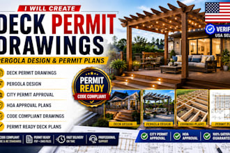 create deck permit drawings and pergola design for city permit