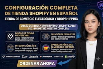 diseñar tienda shopify en español spanish ecommerce website dropshipping store
