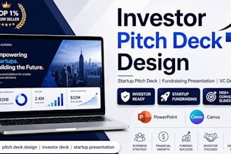 design startup pitch deck, investor deck, fundraising and investor presentation