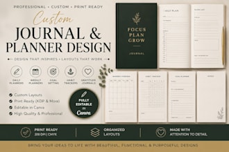 do custom journal design planner journal format canva book format
