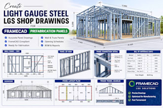 create framecad lgs shop drawings and cnc ready panel details