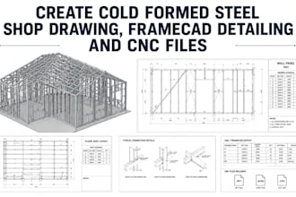 create cold formed steel shop drawing, framecad detailing and cnc files