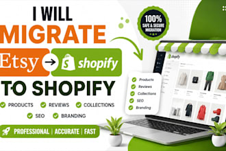 migrate etsy to shopify with products reviews collections SEO and branding