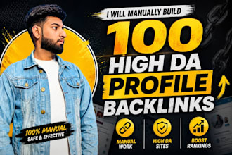 manually build 100 high da profile backlinks