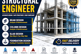 calculate beam, column, slab and foundation design with structural engineering