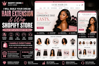 professionally design hair extension store hair extension shopify store website
