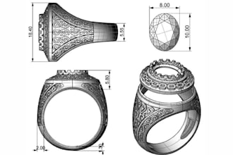 do precise watch ring, jewelry technical drawings for cad, cnc and manufacturing