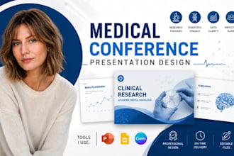 design medical conference presentation, research slides posters, scientific deck