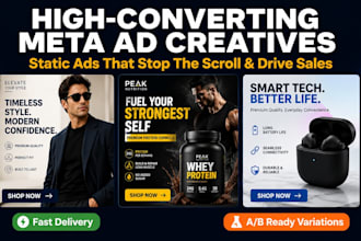 design meta ad creatives, static ads, facebook ads for ecommerce