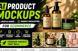 create ai products mockup, lifestyle images, product visualization for ecommerce