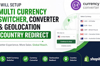 setup multi currency switcher, converter and geolocation country redirect