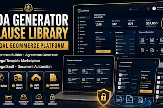 build nda generator, clause library, legal ecommerce, portal, solicitor website