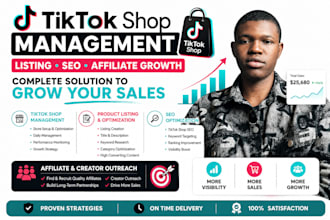 manage your tiktok shop, optimize product listings, SEO and reach affiliates