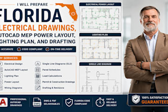 prepare florida electrical draw autocad mep layout power lighting plan drafting