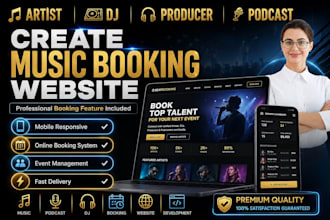 create a music booking website for artists, djs, producers, and podcasts