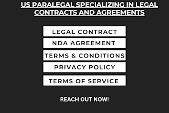 draft legal contracts, nda agreements, terms and conditions as a US paralegal