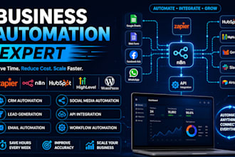 build automated zapier crm, social media automation, hubspot, ghl, n8n wordpress