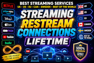 best streaming services, UK, US, eu, can, sweden restream connections lifetime