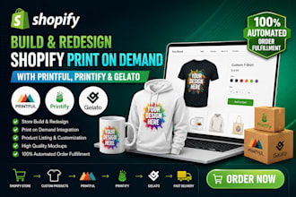 build and redesign shopify pod using printiful printfy gelato product listing