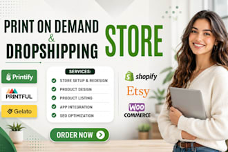 setup shopify print on demand store etsy print on demand store printify printful