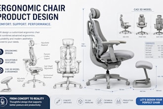 design a customized ergonomic office chair with cad and engineering analysis