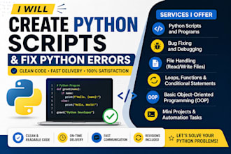 do python programming and fix errors
