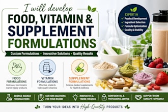 develop food, vitamin and supplement formulations
