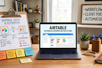setup airtable database, automation, softr webapp, client portal, integration