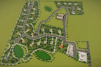 3d architectural site plan render,community master plan,dwg file,property zoning