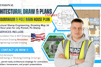 draw stamps architectural floor plan mep barndominium masterplan pole barn house