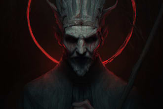 create detailed dark, horror, metal, creepy art illustration