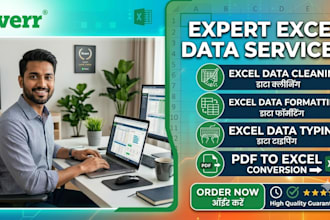 be your virtual assistant for data typing, excel data cleaning,pdf to excel