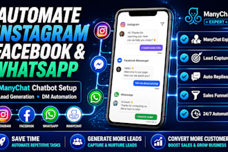 automate instagram facebook and whatsapp with manychat chatbot