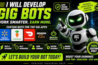 develop spark driver bot, instacart, doordash, amazon flex, spark grabber bot