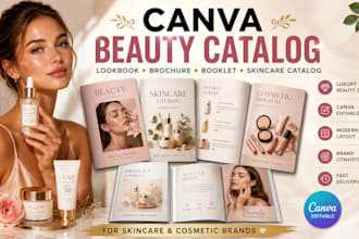 design canva skincare catalog beauty lookbook cosmetic brochure booklet