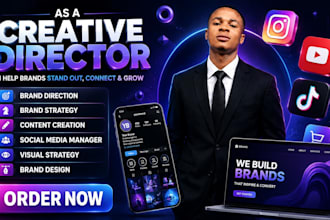 be your creative director for branding, content, social media, visual identity