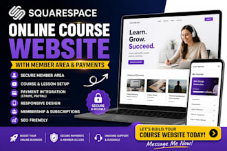 build squarespace online course website with membership and payment integration