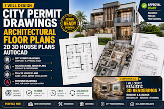design city permit drawing architectural floor plans 2d 3d house plans autocad