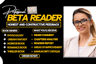 beta read your psychology thriller, urban fantasy novel, and manuscript critique